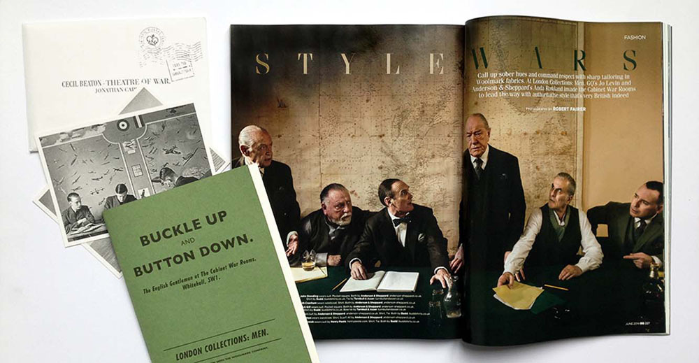 Anderson & Sheppard printed brand materials GQ UK The English Gentleman at the Cabinet War Rooms