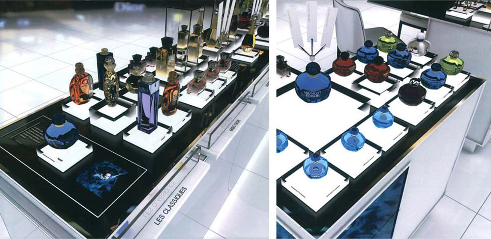 Interior Design for Dior beauty store perfume display