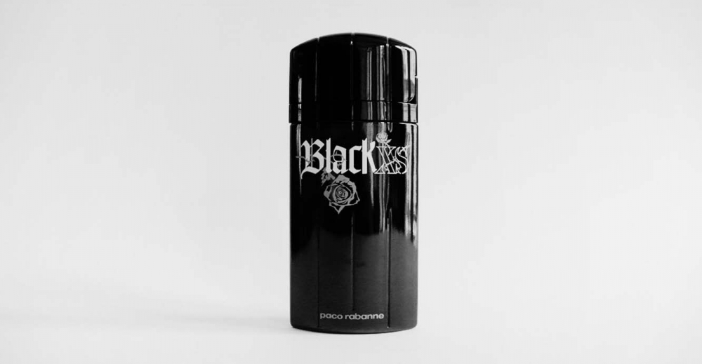 Product Package Design for Paco Robanne Black XS man bottle