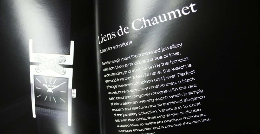 Portfolio book design for Chaumet Paris 200 years of watch creation horlogere