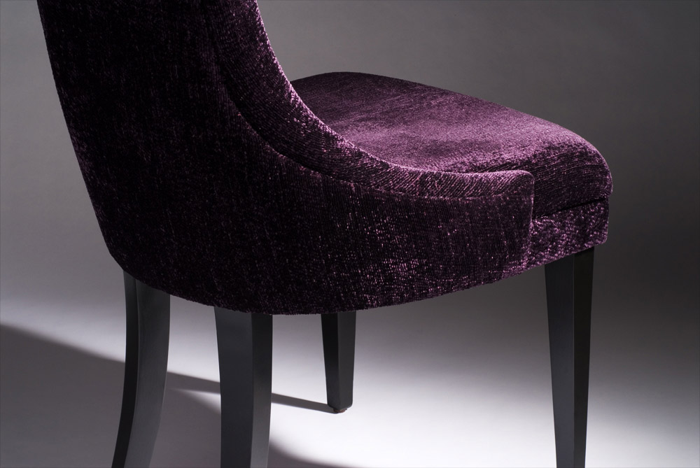 Custom furniture design luxury home decor chaise 19 purple fabric chaise close up