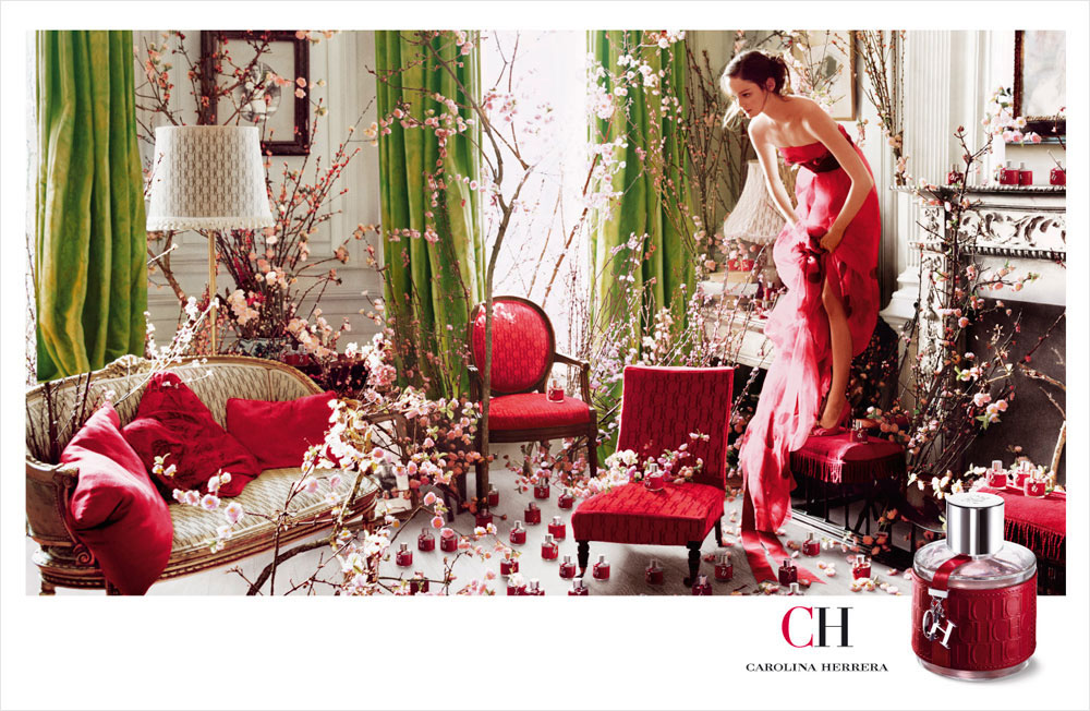 Brand Visual Advertising for Carolina Herrera fragrance CH woman Tim Walker cherry blossoms