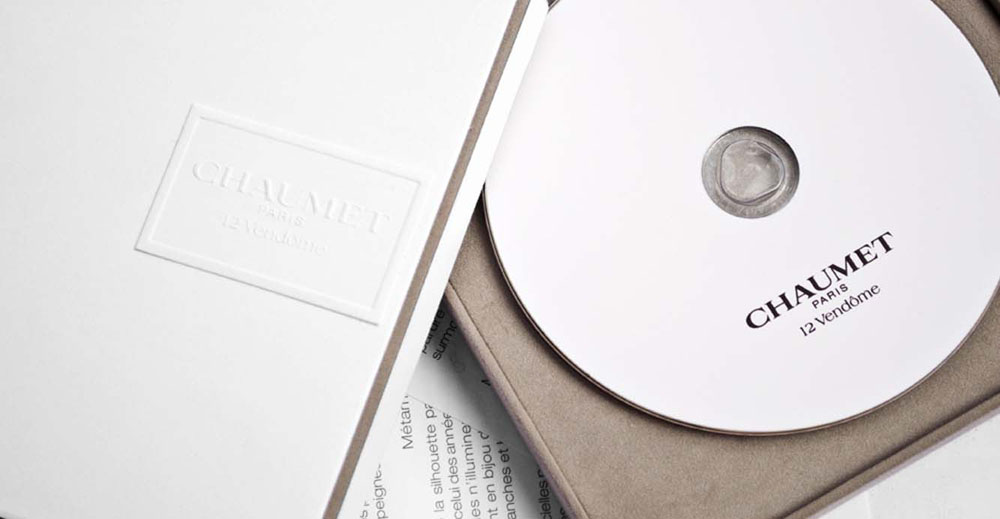 DVD packaging design paper inserts for Chaumet Paris biennale