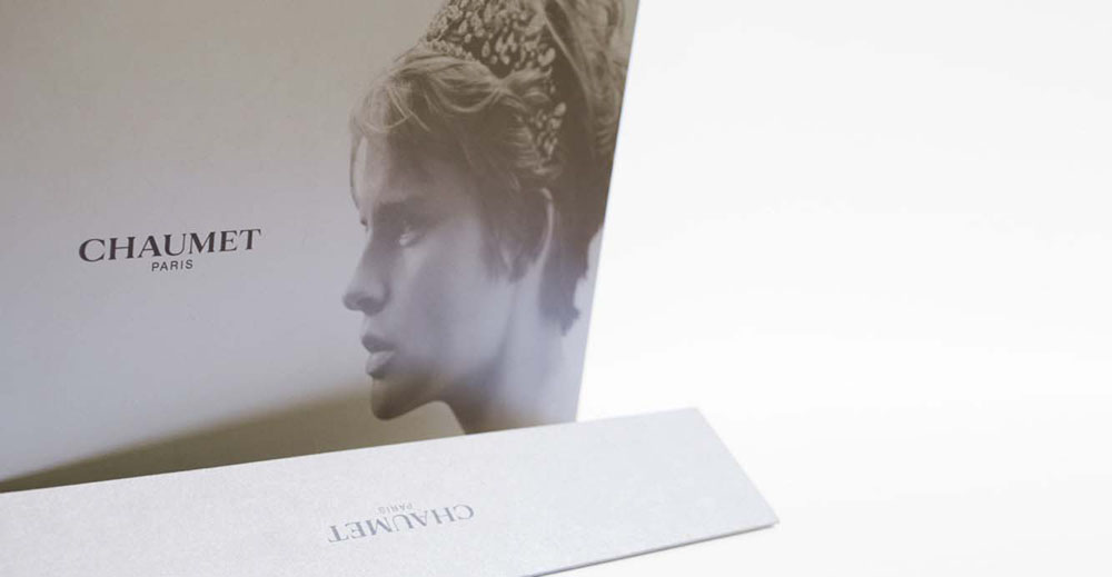 Printed brand materials Chaumet Paris card envelop Stella Tennant